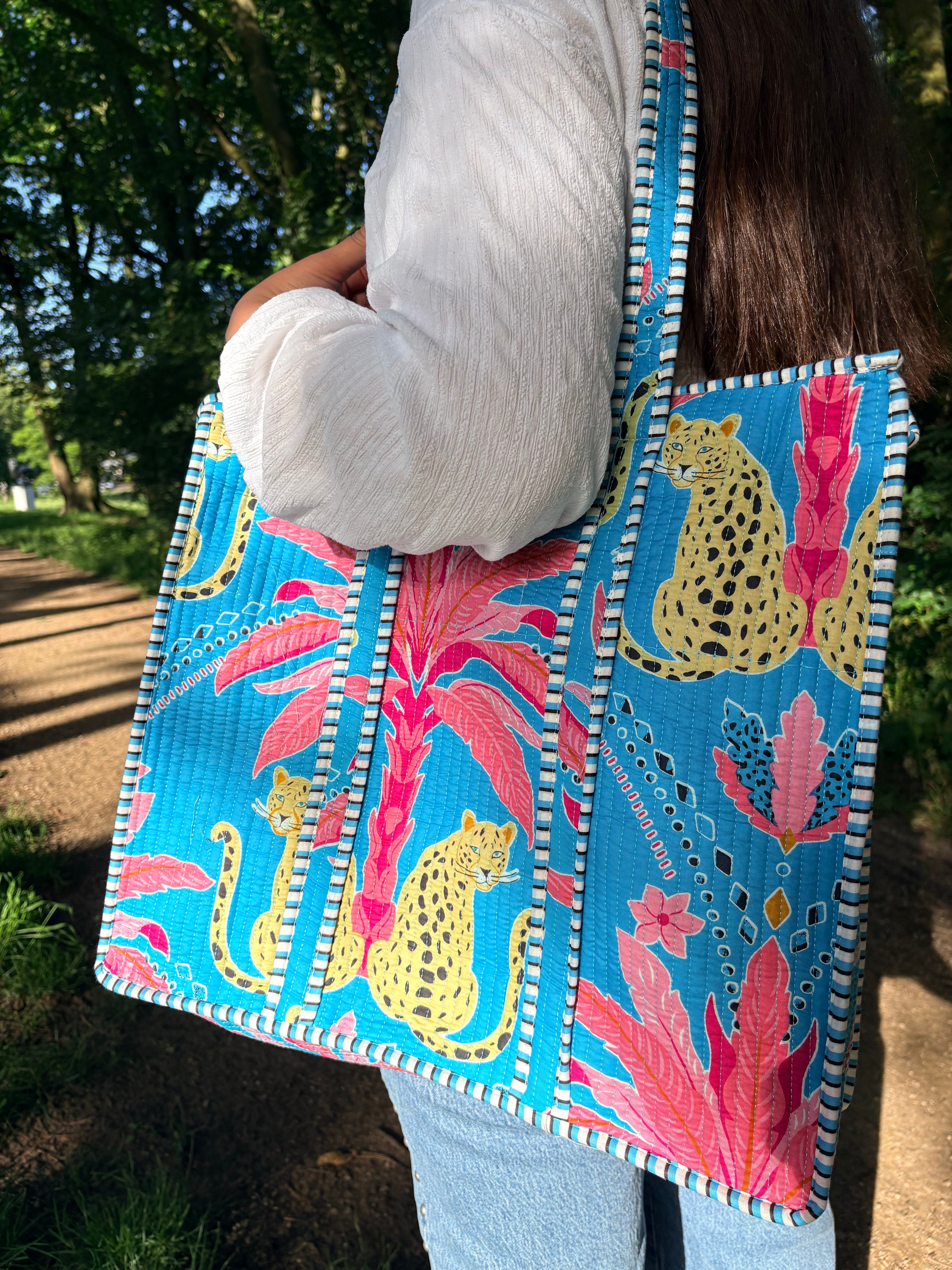 Blauwe Palm Tote bag