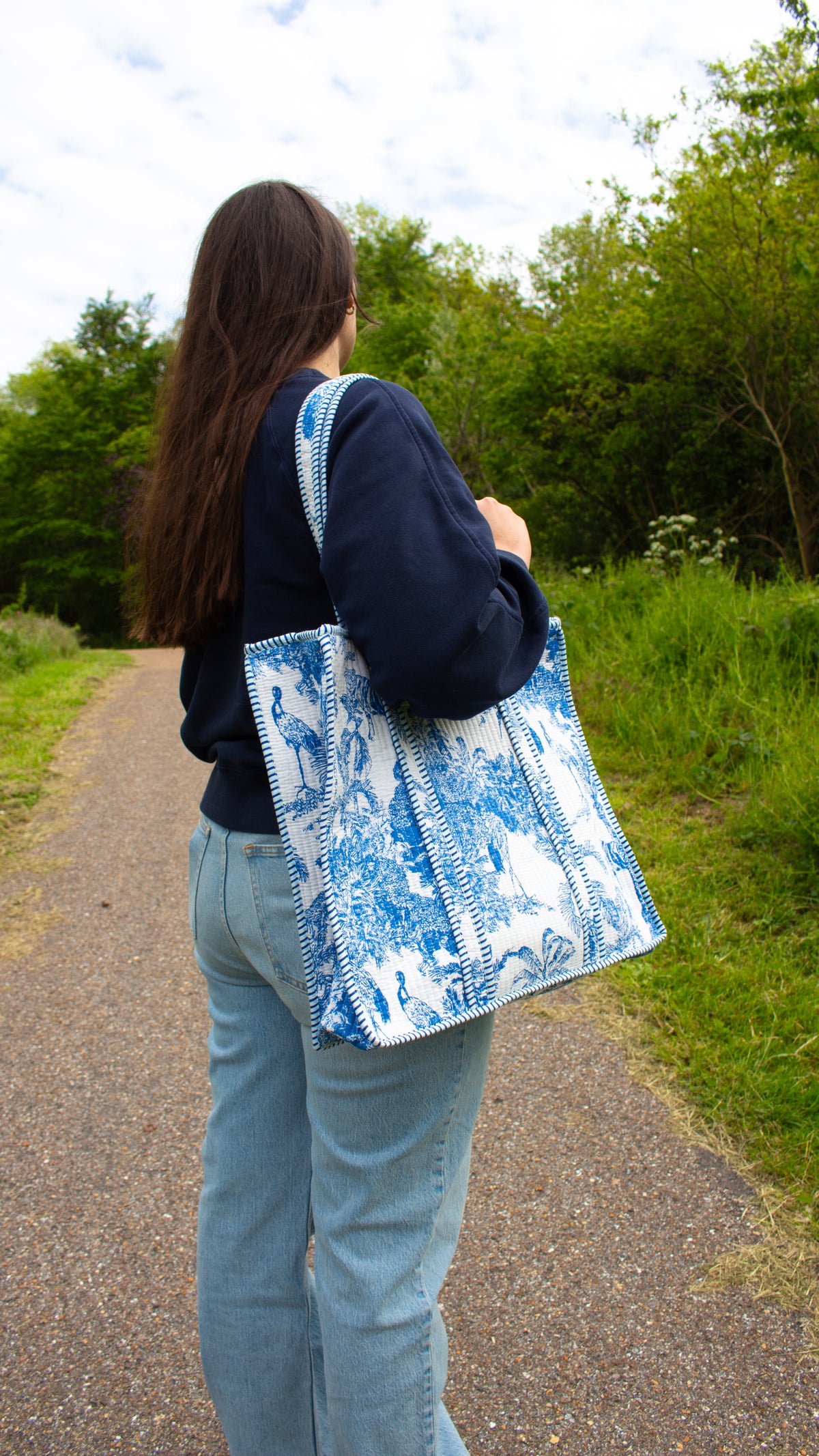 Blauwe Jungle Tote bag