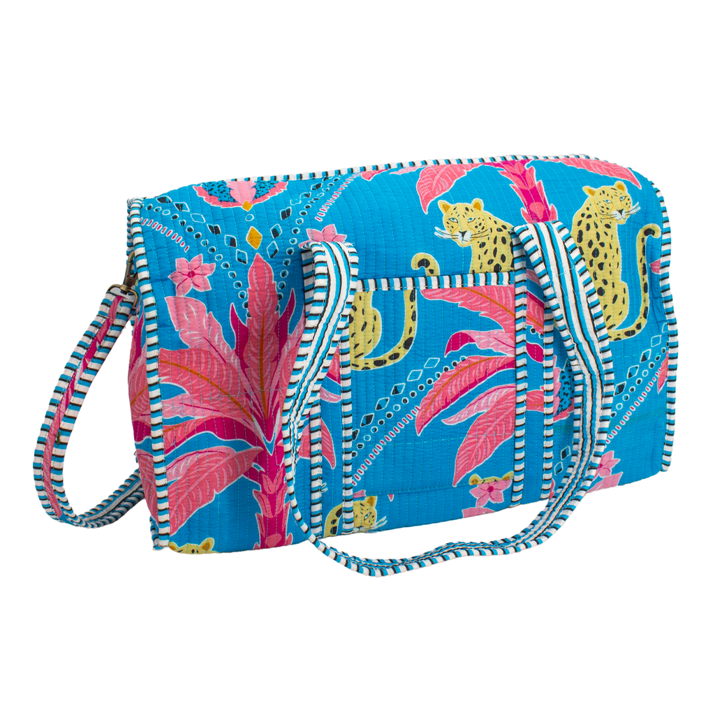 Blauwe Palm Duffel bag