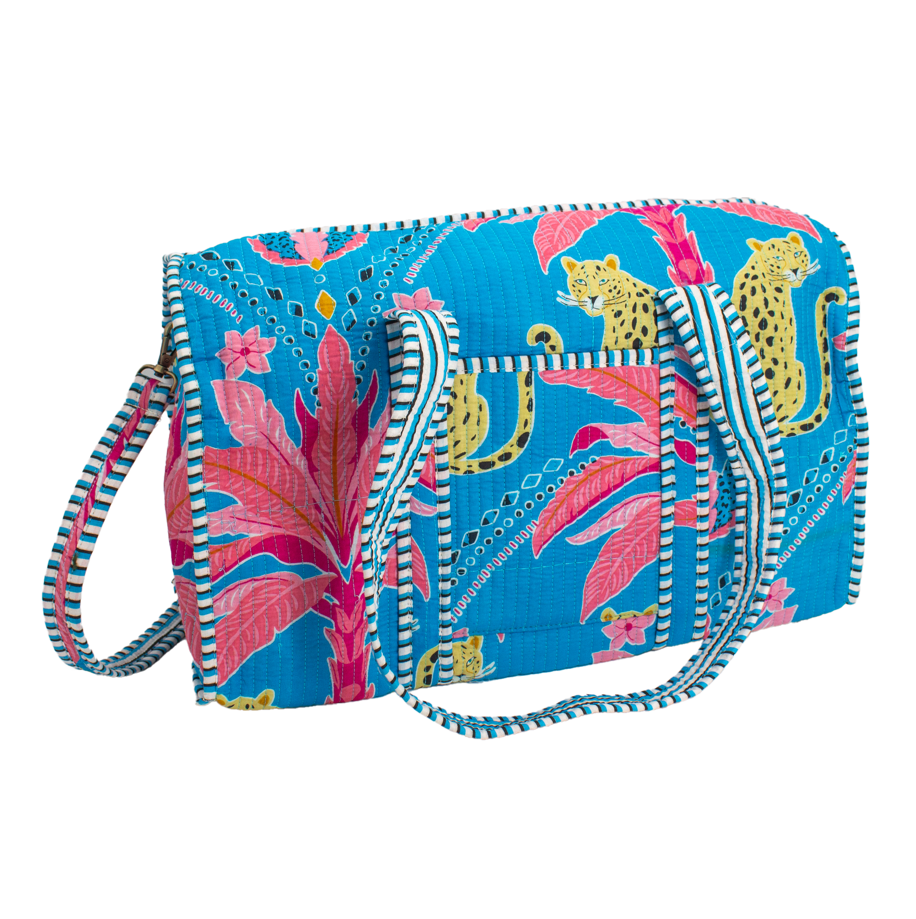 Blauwe Palm Duffel bag