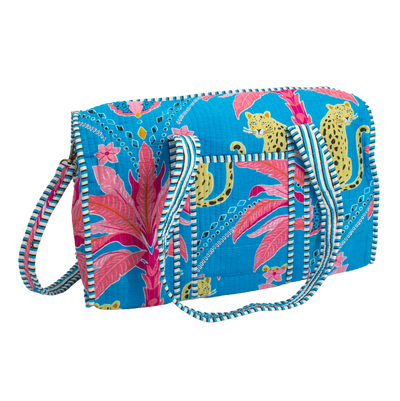 Blauwe Palm Duffel bag