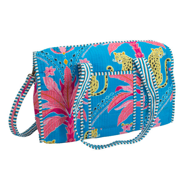 Blauwe Palm Duffel bag