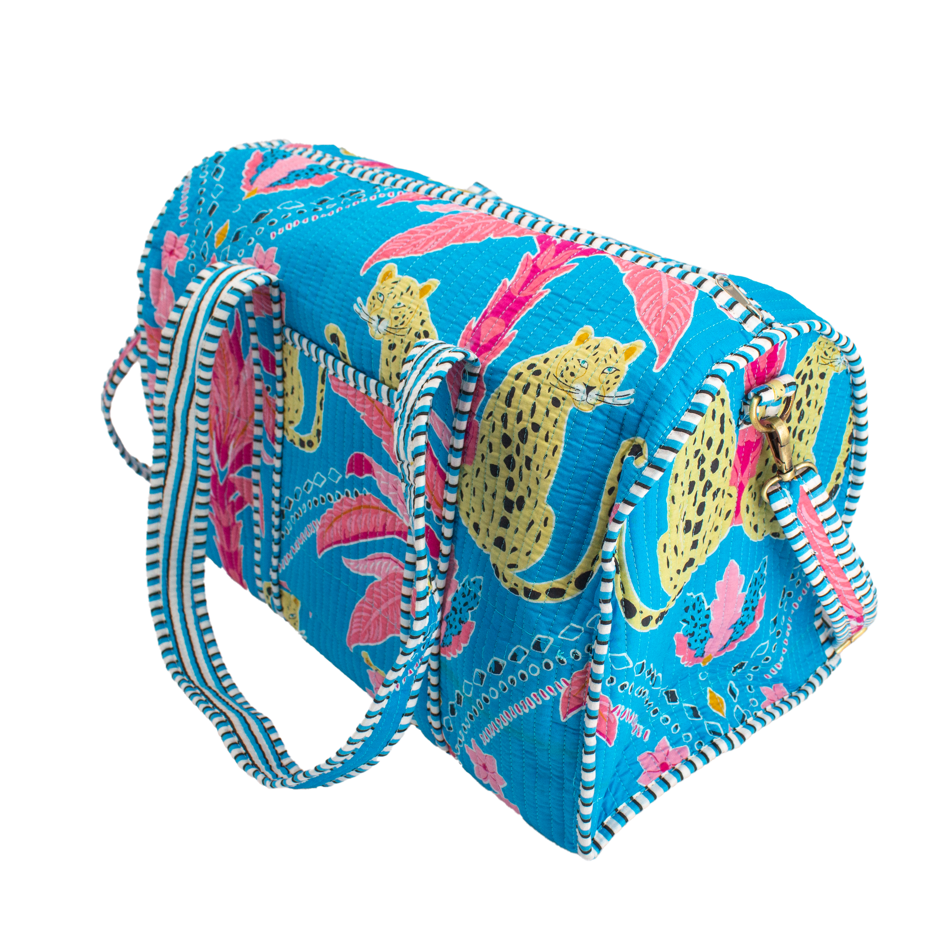 Blauwe Palm Duffel bag