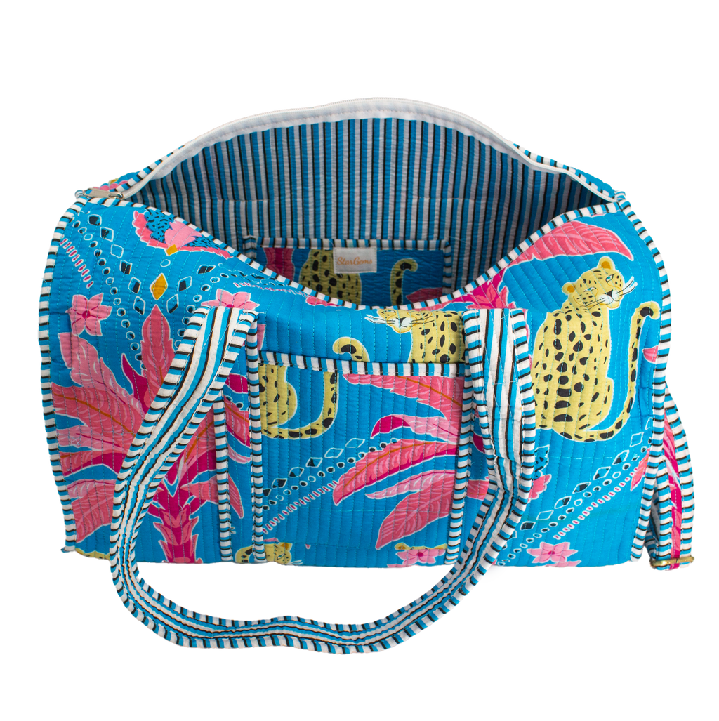 Blauwe Palm Duffel bag