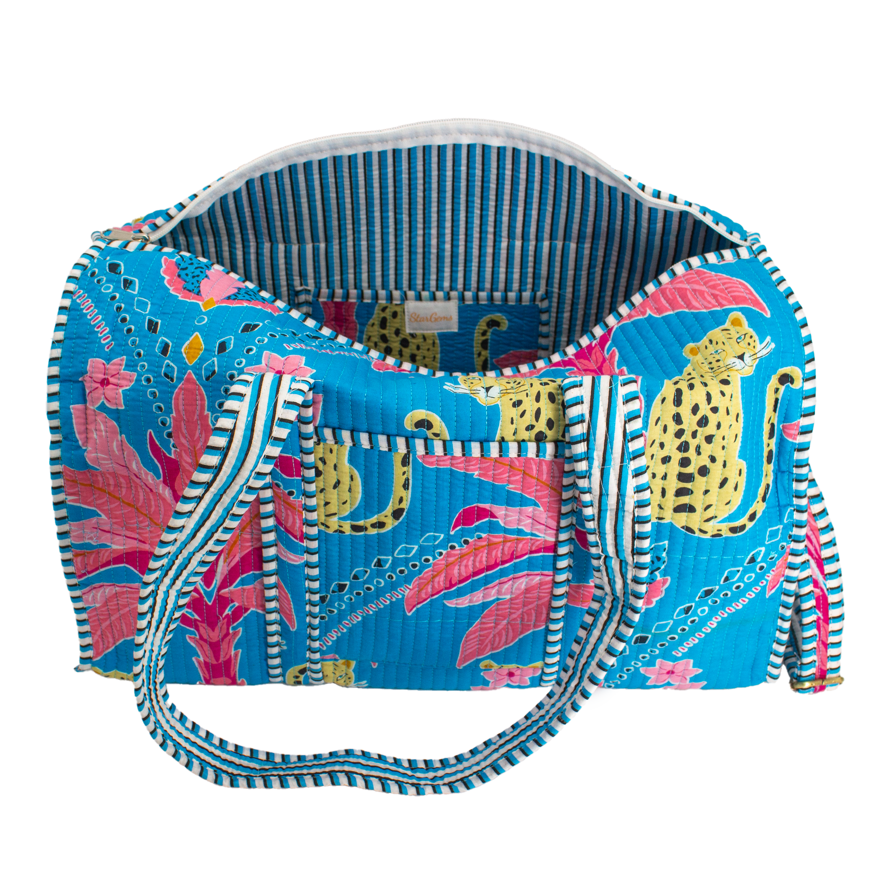Blauwe Palm Duffel bag