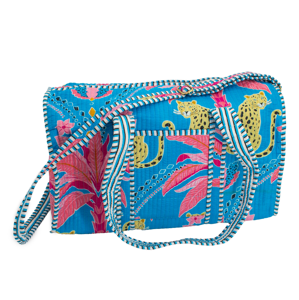 Blauwe Palm Duffel bag