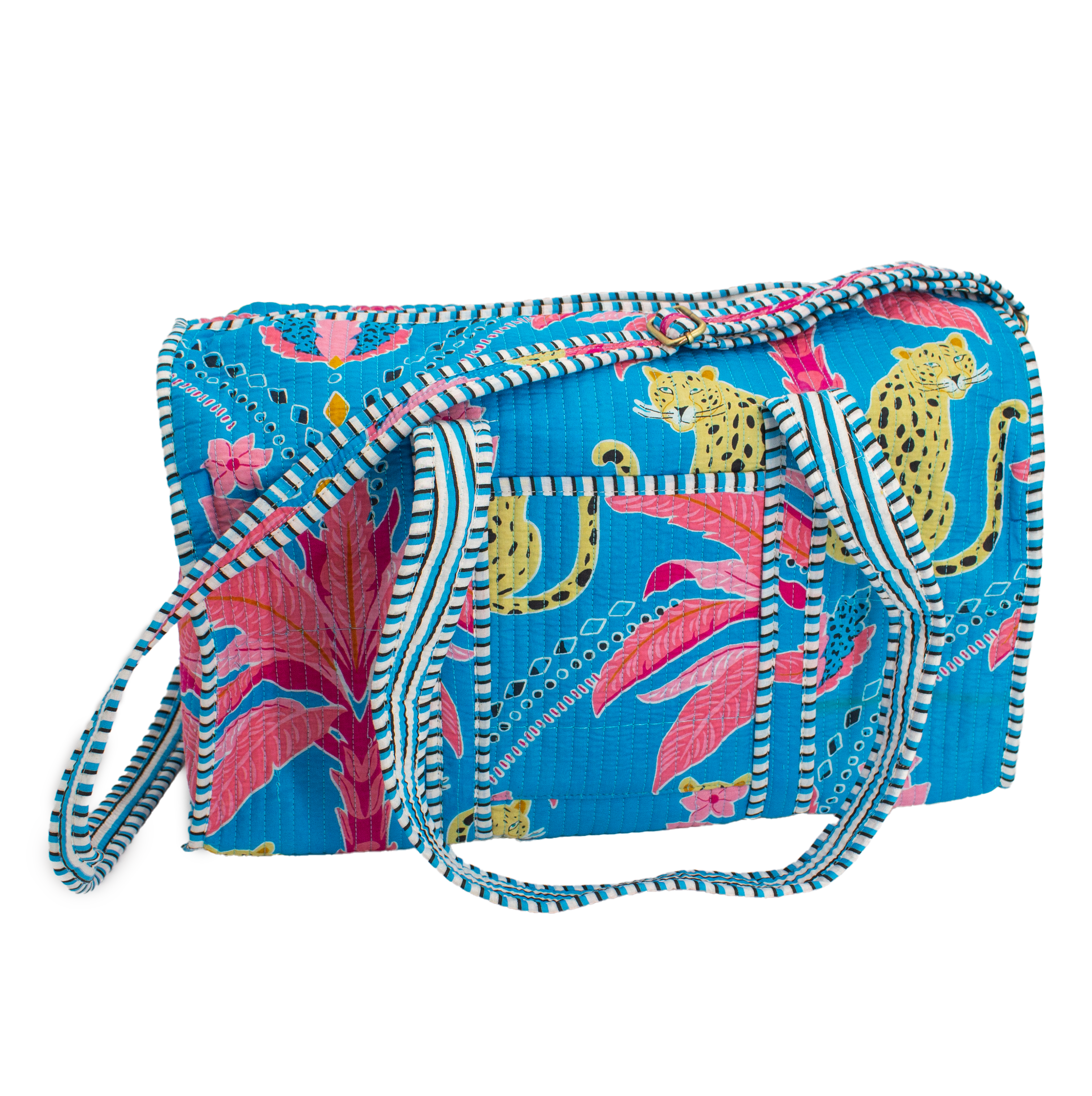Blauwe Palm Duffel bag