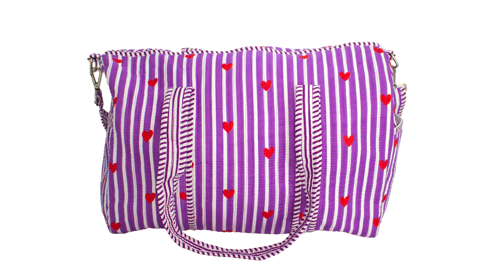 Paars Hart Duffel bag