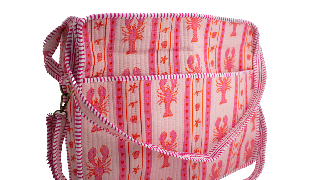 Pink Lobster Travel Tote