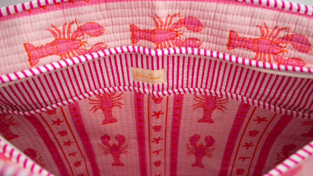 Pink Lobster Travel Tote