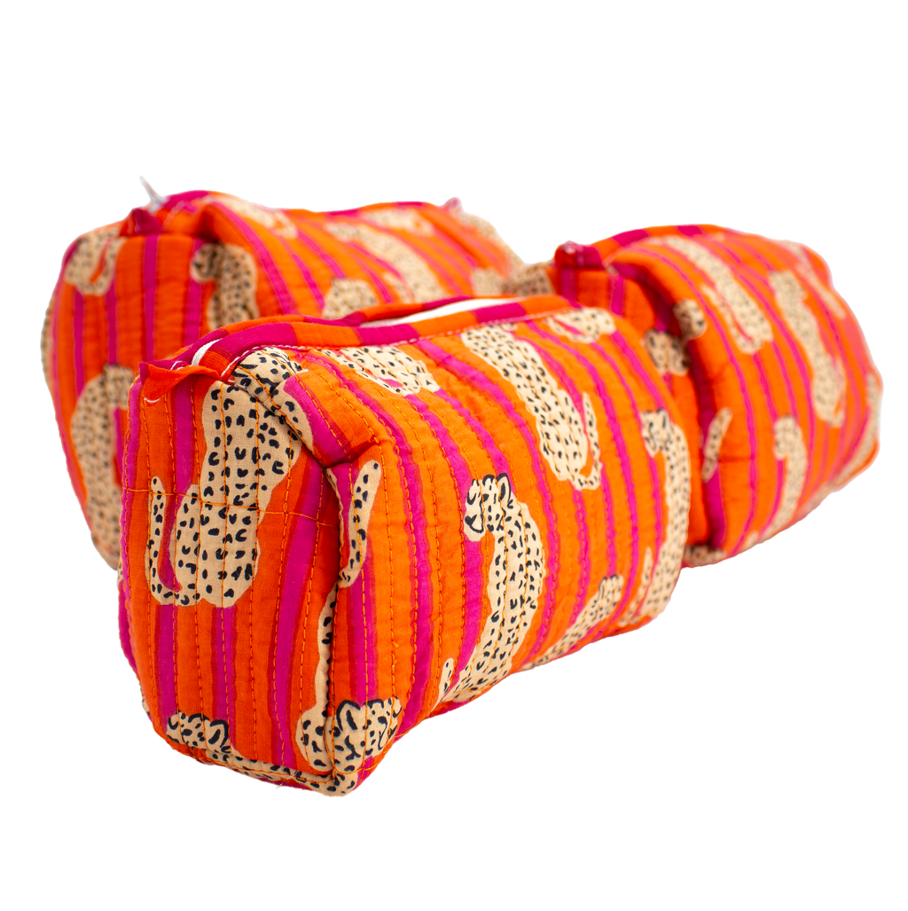 Orange Cheetah Pouch Set
