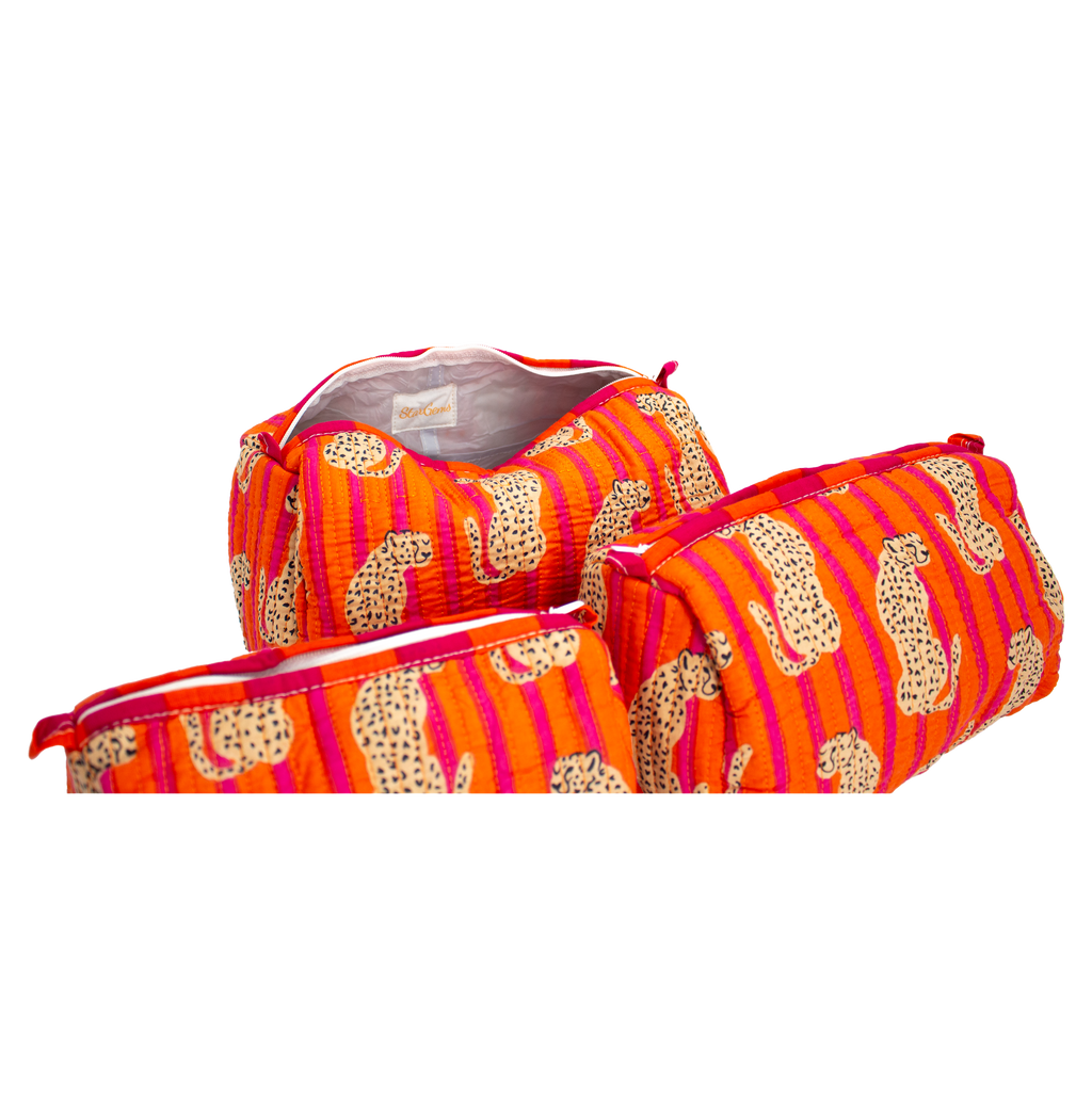 Orange Cheetah Pouch Set