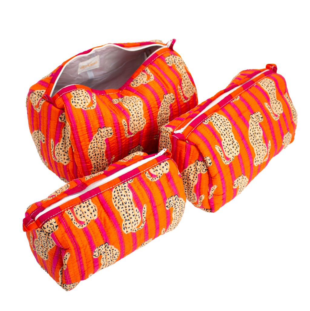 Orange Cheetah Pouch Set