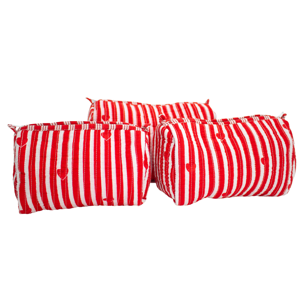 Pink heart pouch set