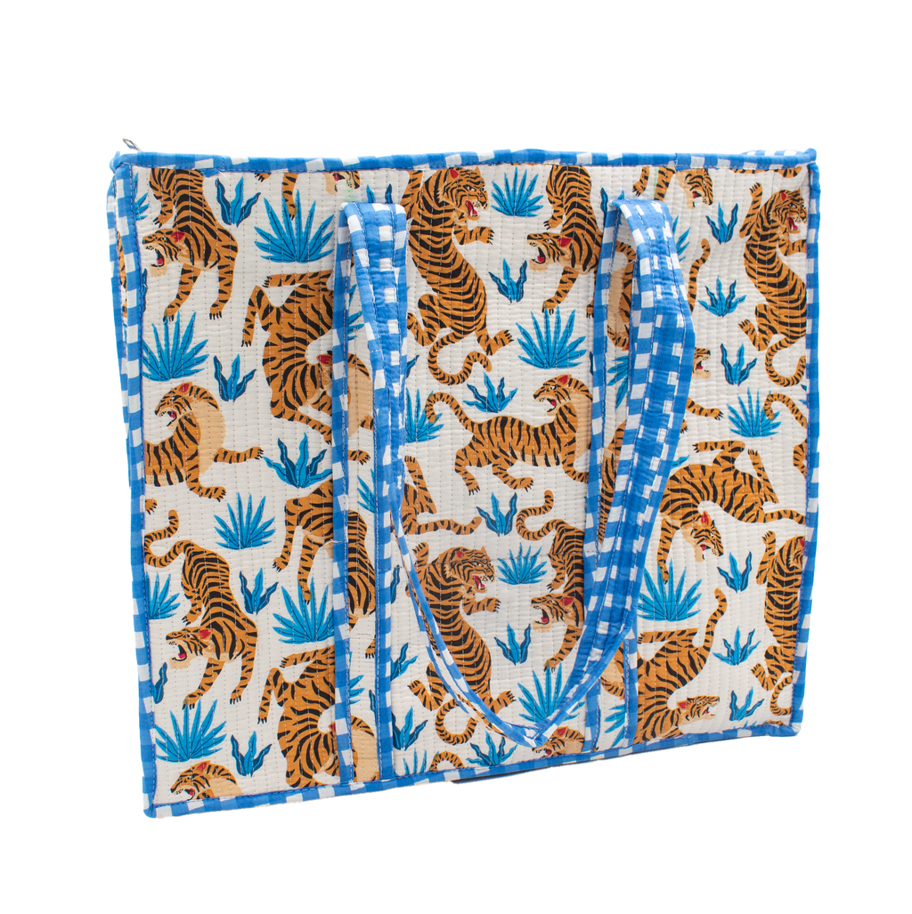 Blue tiger tote bag