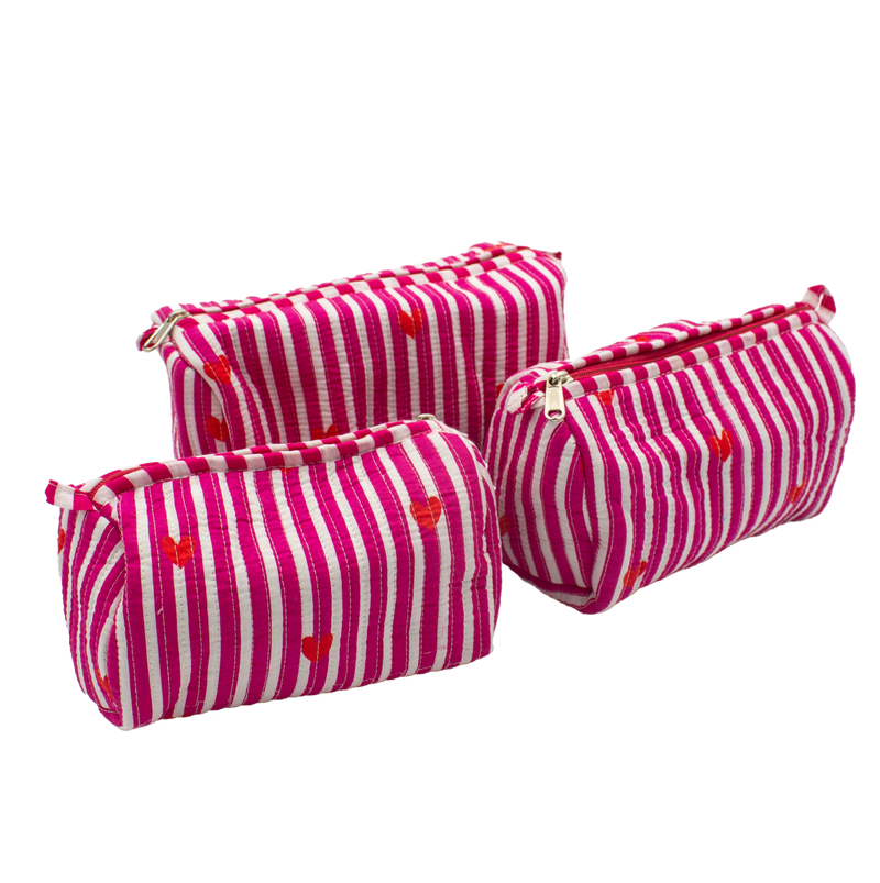 Donkerroze hart Pouch set - StarGems