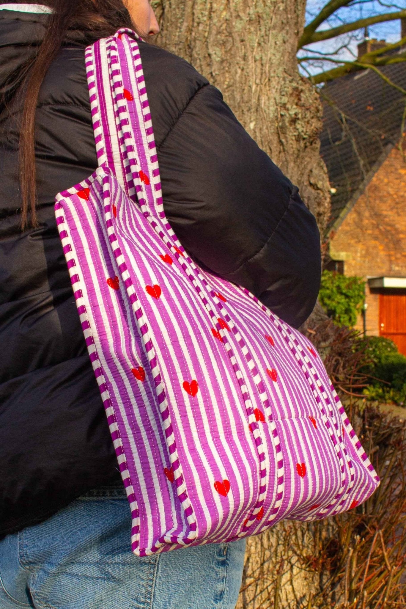 Paars hart Tote bag - StarGems